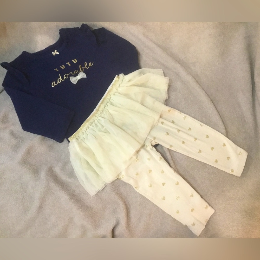 “Tutu Adorable” Carter’s Onesie and Tutu Pant Set Size 12 Month